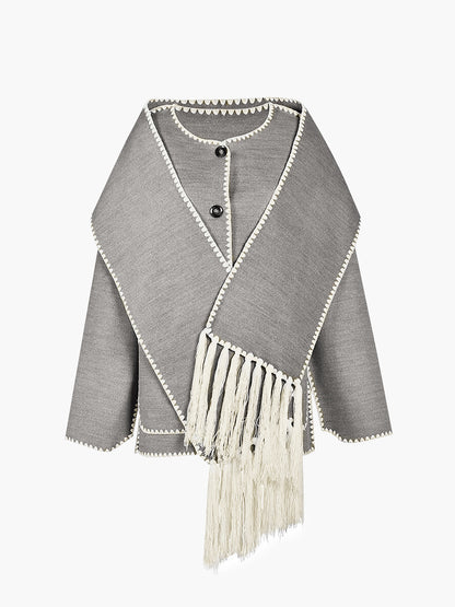 Contrast Trim | Jacket/Sweater with Scarf