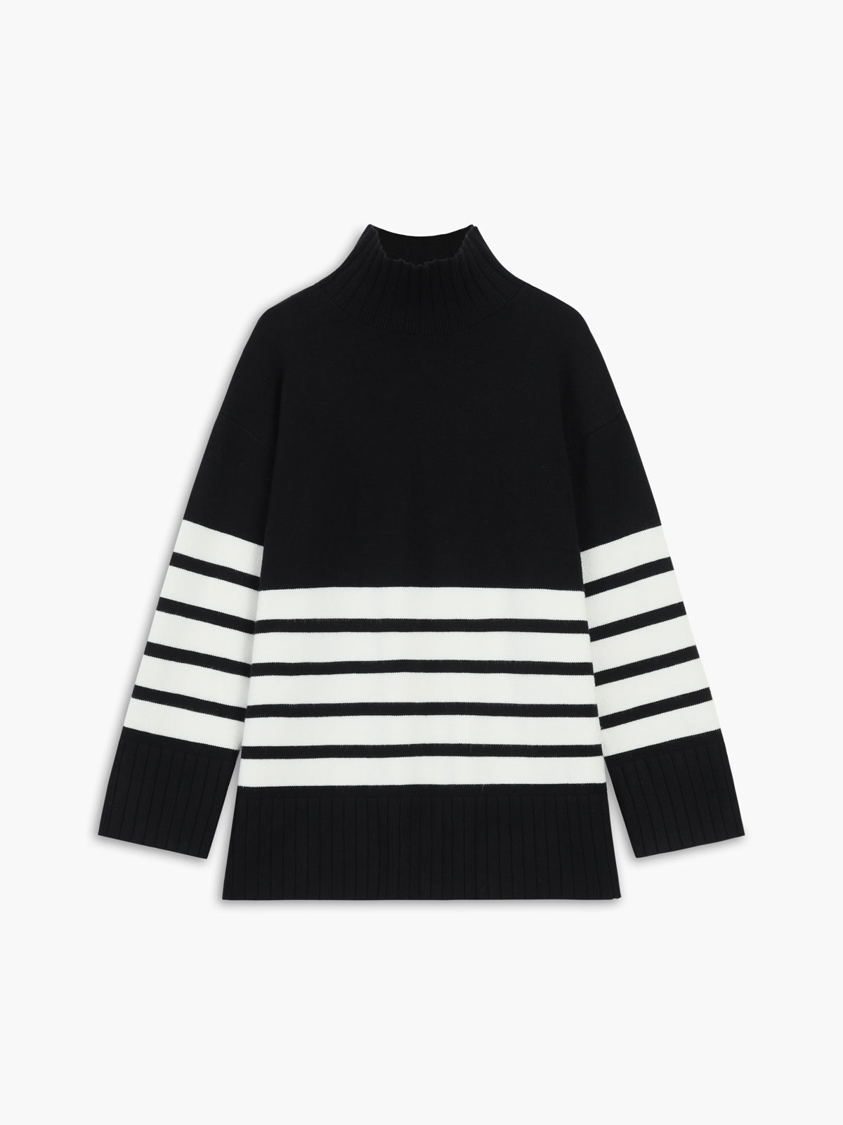 Miss Paris | Mock Neck Stripe Sweater/Sweater