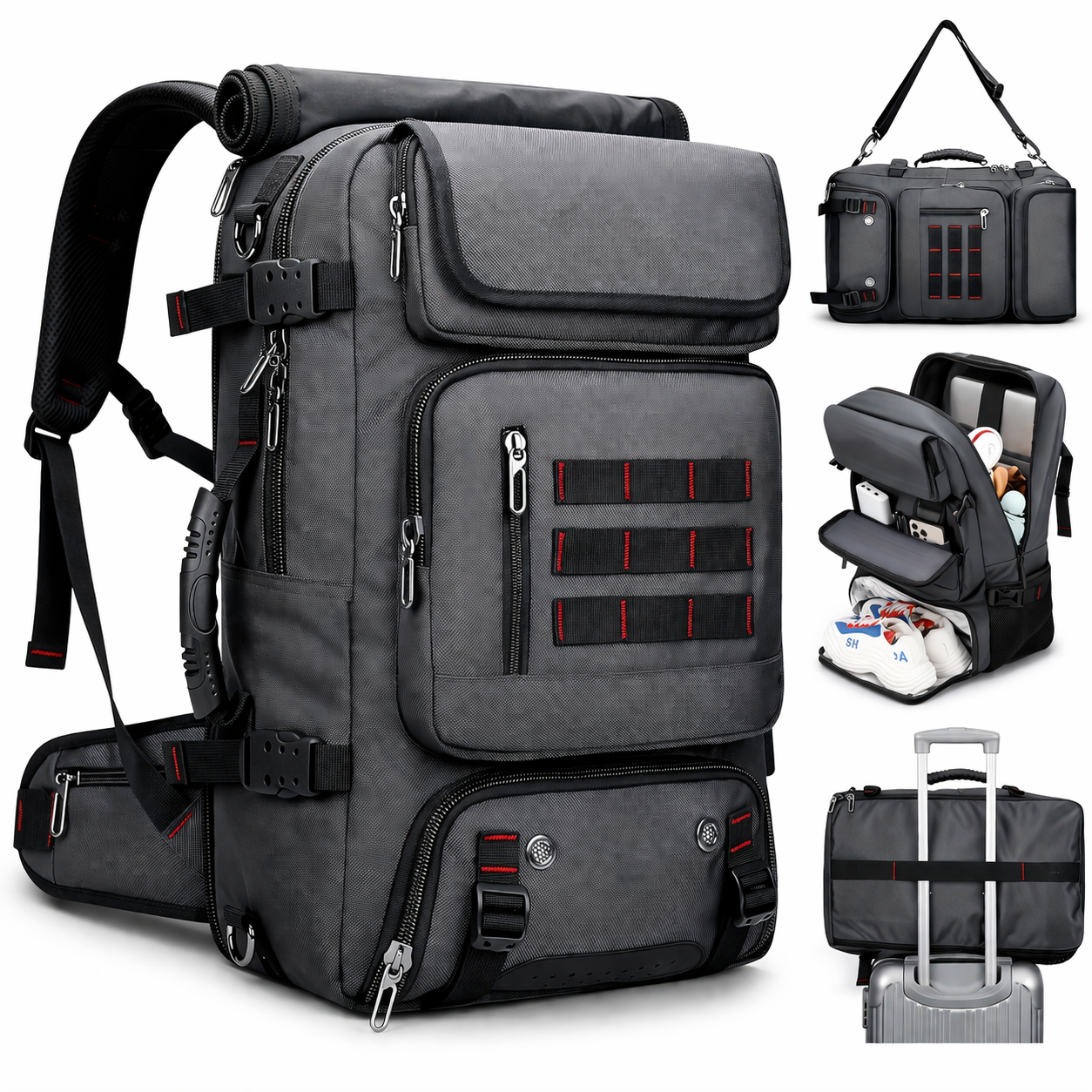 A 2025 Tactical Backpack Designed for Men, Featuring Multifunctional Capabilities And Ample Storage for Outdoor Activities Like Hiking And Mountaineering. This Leisure Tactical Bag Includes a 16-Inch Laptop Compartment And a Separate Pocket for Shoe