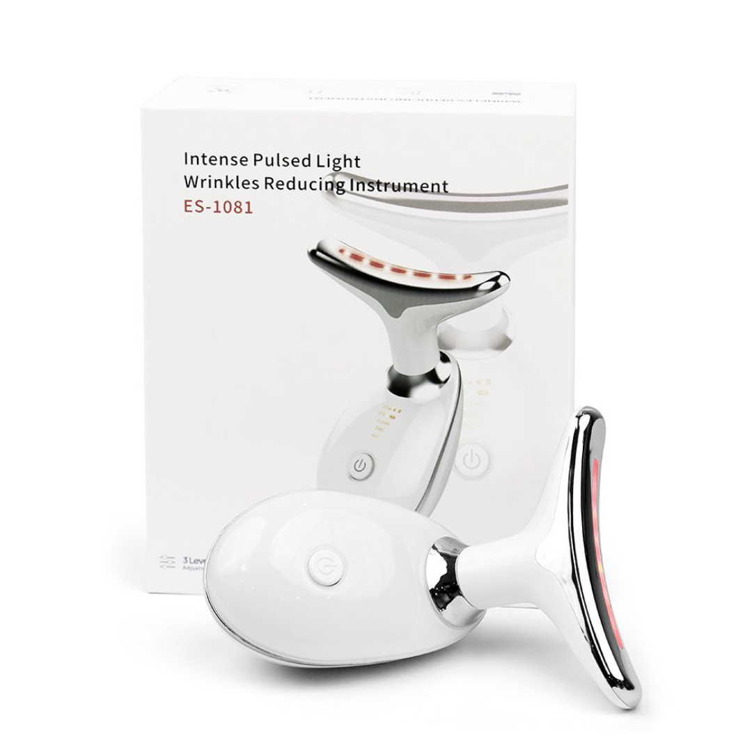 SkinLift360 ansikts- och halsapparat | LED-fotonterapi & högfrekventa vibrationer | Minskar rynkor och stimulerar kollagenproduktion | Ergonomisk design för huduppstramning