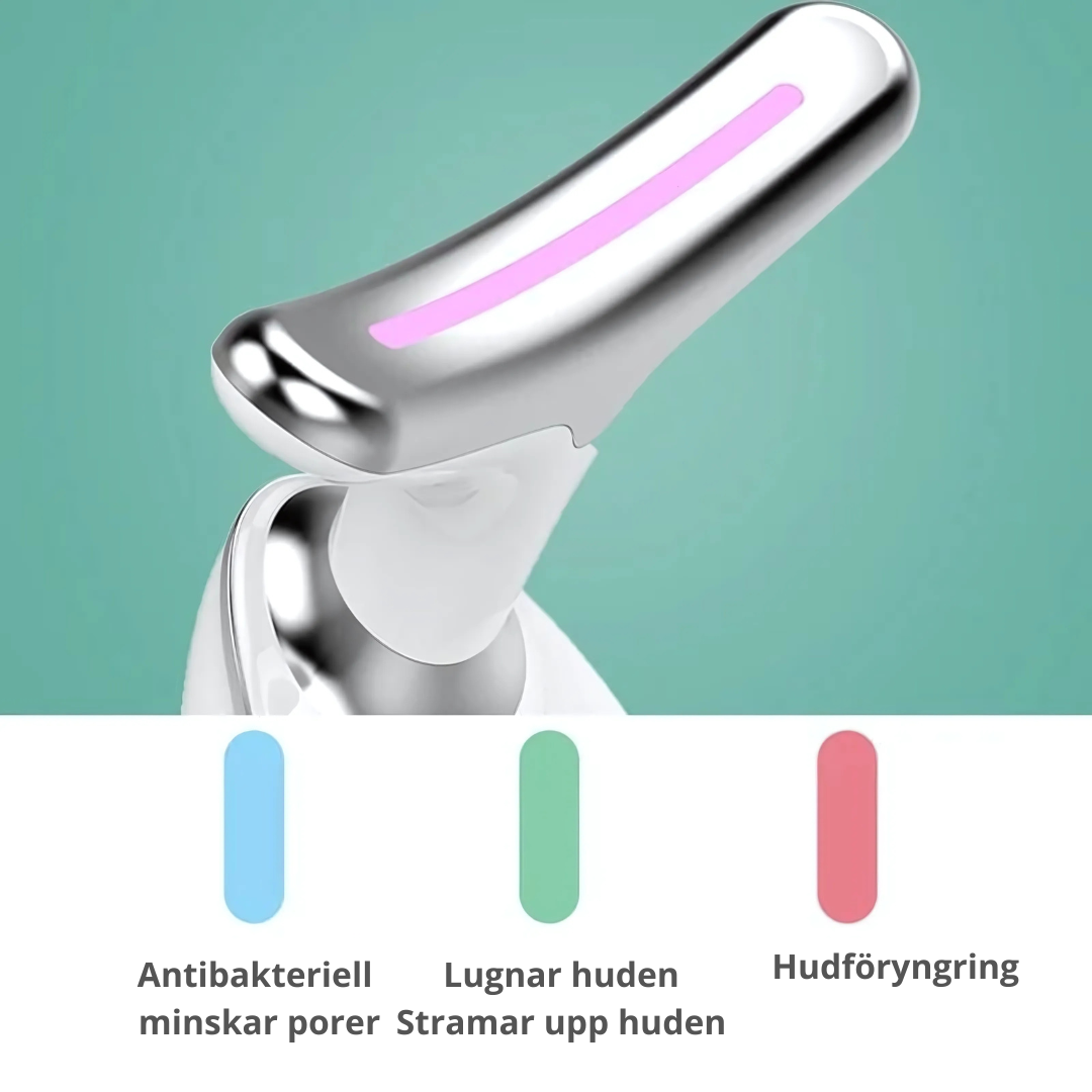 SkinLift360 ansikts- och halsapparat | LED-fotonterapi & högfrekventa vibrationer | Minskar rynkor och stimulerar kollagenproduktion | Ergonomisk design för huduppstramning