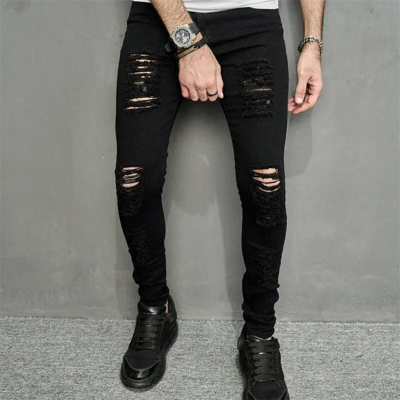 Heren Skinny Jeans met Scheuren - Visconte