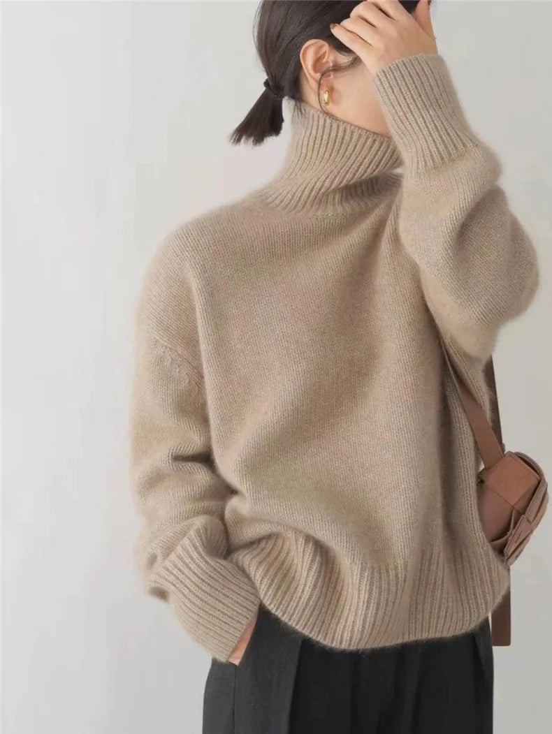 Sweater Dame - Cashmere rullekrave