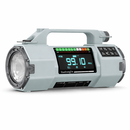 Nieuwe multifunctionele buitenradio FM/MW/SW/VHF/WB, handmatige noodgenerator, LED-zaklamp noodopladen SOS-alarm, 5000 mAh