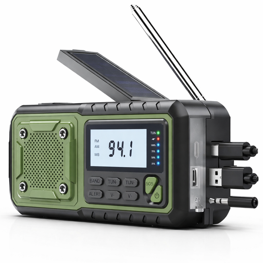 4000mAh Draagbare Noodzonne-energie Radio Handkruk Opladen AM/FM Weerradio Led Leeslamp Bank Telefoonoplader