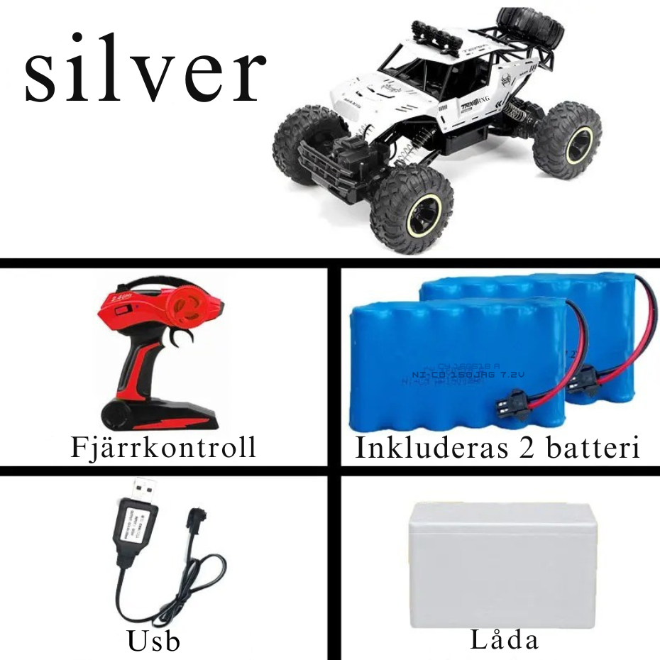 Fjärrstyrd 4WD Offroad RC-Bil med LED-ljus och Stötdämpning