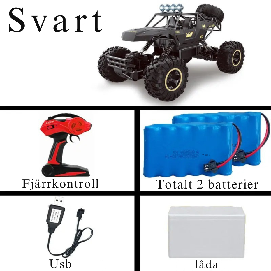Fjärrstyrd 4WD Offroad RC-Bil med LED-ljus och Stötdämpning