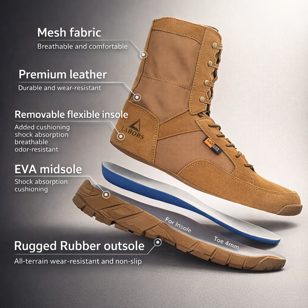 LAHORS ®   Originele lichtgewicht man tactische laarzen met ritssluiting Combat Training Lace Up waterdichte outdoor wandelen ademende schoenen