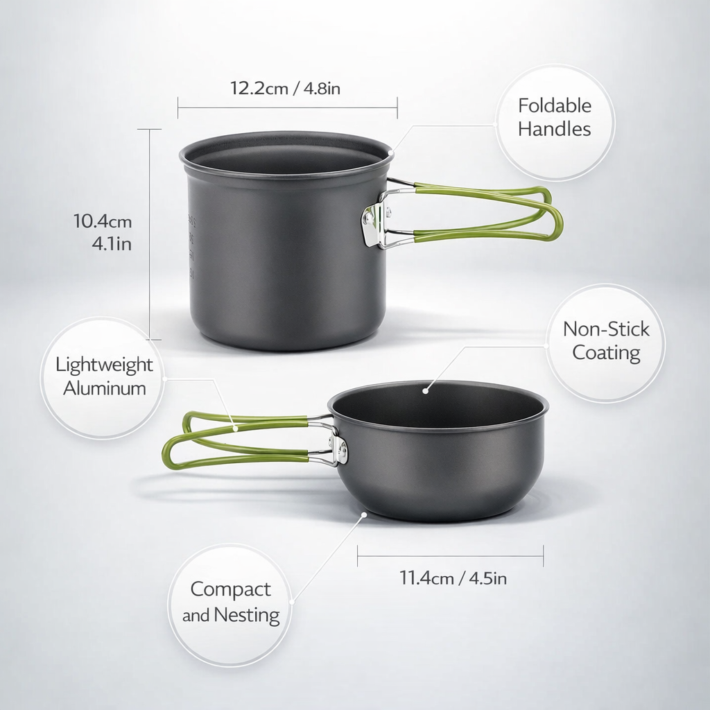 Campingkookgerei Mess Kit Ultralichte campingpottenset Outdoor kookservies voor wandelen Trekking Picknick Vissen Bergbeklimmen