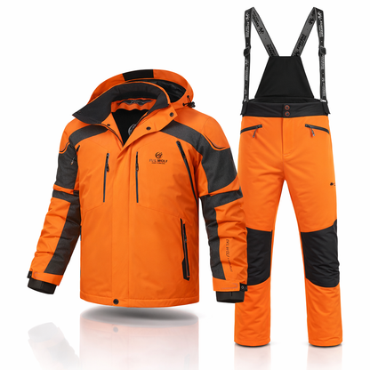 Men's New Winter Ski Suit Set, Available in Various Colors, Paired with New Style Spliced Ski Pants, Thickened and Warm, Suitable for Outdoor Skiing, Hiking, and Camping