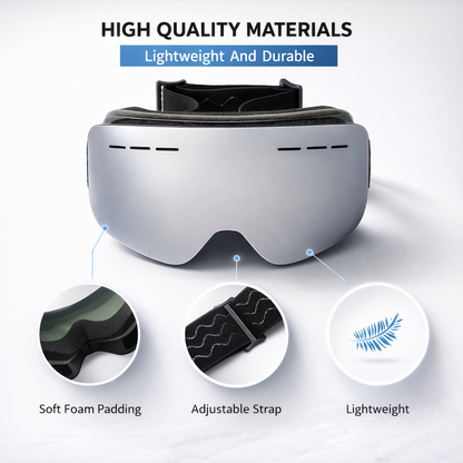 Popular High-End Frameless Clip-On Full Wrap Fashion Glasses for Men and Women with Breathable Sponge Double-Layer Detachable Lenses, Mountain Skiing Competition Grade Sports Glasses