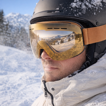Popular High-End Frameless Clip-On Full Wrap Fashion Glasses for Men and Women with Breathable Sponge Double-Layer Detachable Lenses, Mountain Skiing Competition Grade Sports Glasses
