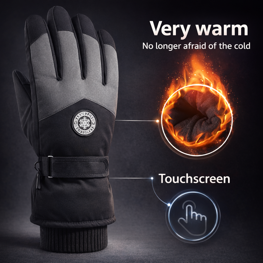 Men's winter outdoor skiing gloves, warm gloves, touchscreen gloves, thickened, warm, with touchscreen function, suitable for both men and women to wear, suitable for casual wear when going out in winter.