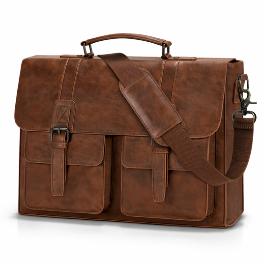 RAINSMORE Briefcase & Laptop Bag: 15.6-inch Messenger Bag, Vintage-Style Laptop Bag, Perfect for Work and Commuting