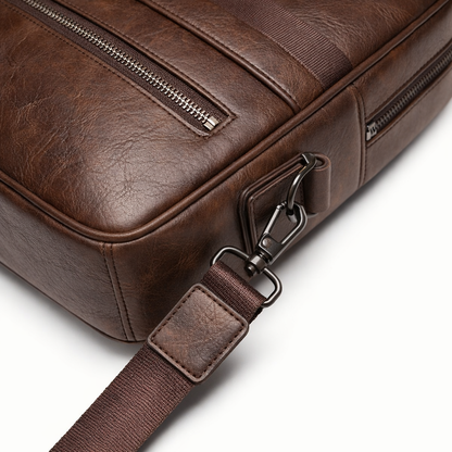Men'S Vintage Multi-Zip Business Briefcase, 14-Inch Laptop Bag, Shoulder And Hand-Held Bag, Large Capacity Messenger Tote Suitable for Father'S Day Gifts And Valentine'S Day Gifts