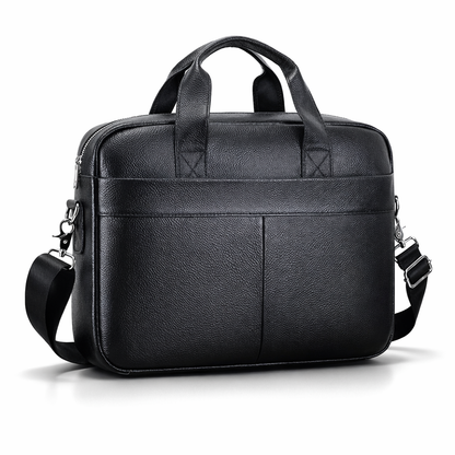 Men's Genuine Leather Briefcase, 15-Inch Laptop Business Bag, Travel Bag, Hand-Carry/Shoulder Business Bag