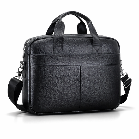 Men's Genuine Leather Briefcase, 15-Inch Laptop Business Bag, Travel Bag, Hand-Carry/Shoulder Business Bag