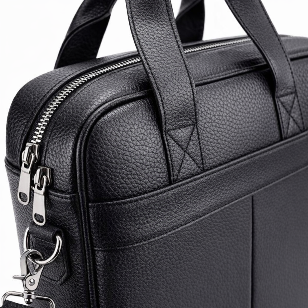 Men's Genuine Leather Briefcase, 15-Inch Laptop Business Bag, Travel Bag, Hand-Carry/Shoulder Business Bag
