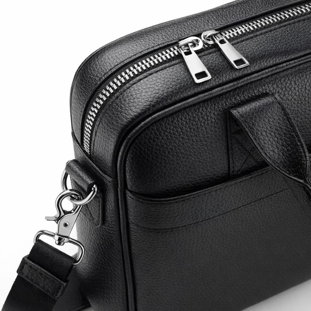 Men's Genuine Leather Briefcase, 15-Inch Laptop Business Bag, Travel Bag, Hand-Carry/Shoulder Business Bag