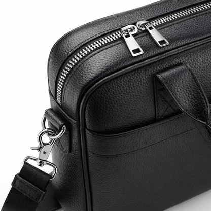 Men's Genuine Leather Briefcase, 15-Inch Laptop Business Bag, Travel Bag, Hand-Carry/Shoulder Business Bag