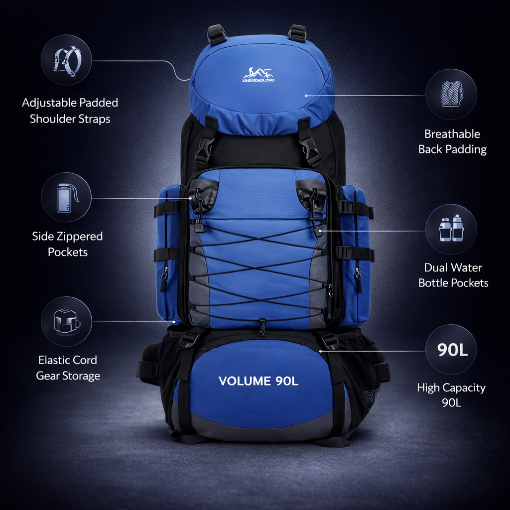 90L Large-capacity Backpack Men's and Women's Travel Backpack Travel Luggage Bag Outdoor Backpack Camping Mountaineering Bag