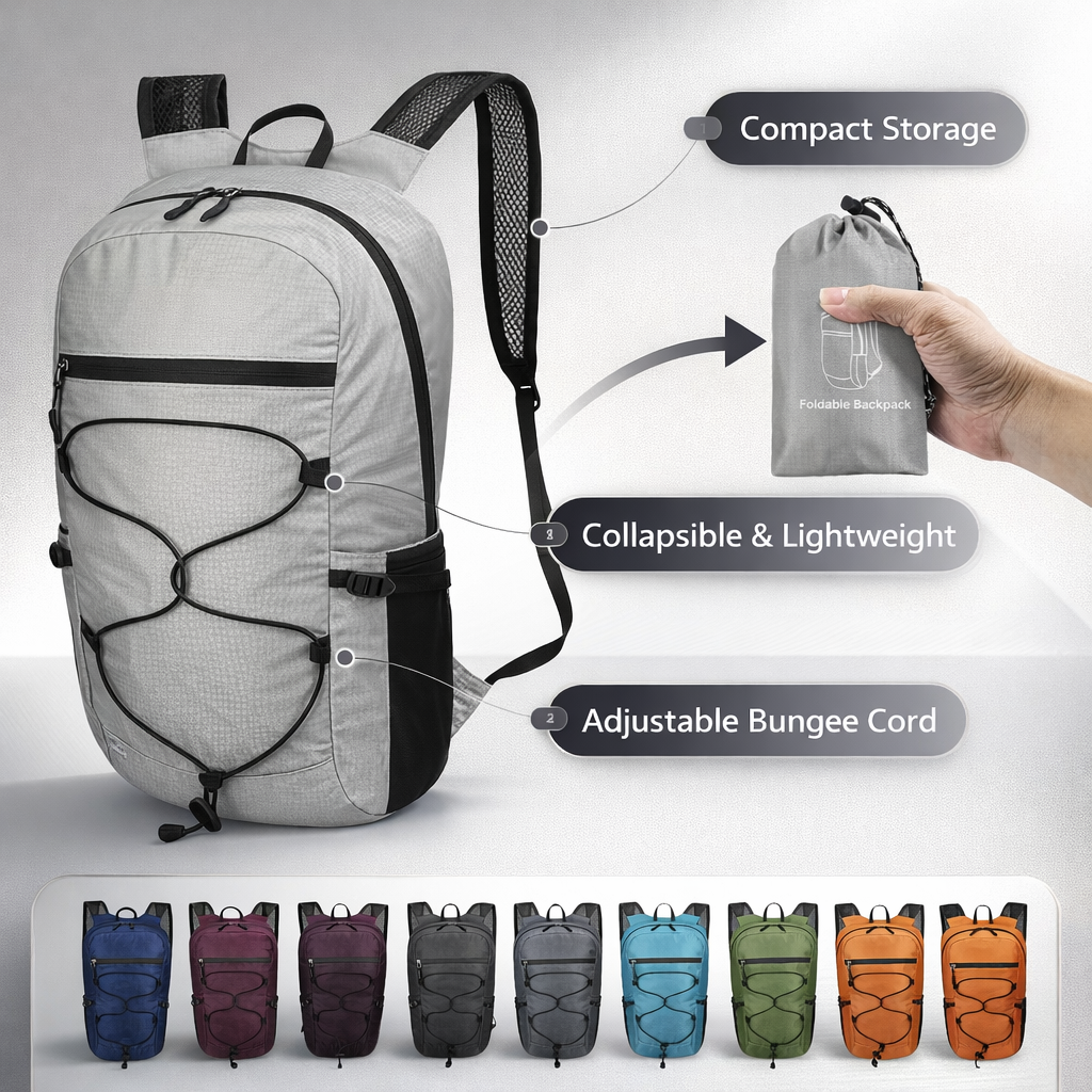 Ultra-Lightweight Foldable Backpack, Compact And Portable Outdoor Sports Backpack, Suitable for Hiking, Cycling, Travel, Business Trips, Commuting, And Fitness, Featuring Shock-Absorbing Breathable Shoulder Straps And Quick Folding for Easy Carrying