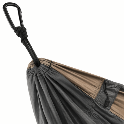 1 Black/Brown Anti-Tip Hammock with Large Tree-Friendly Straps and Portable Storage Bag - Durable Textured Fabric, Suitable for Outdoor, Indoor, Camping, Traveling & Picnicking
