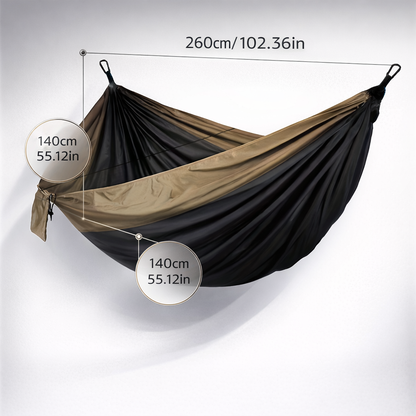 1 Black/Brown Anti-Tip Hammock with Large Tree-Friendly Straps and Portable Storage Bag - Durable Textured Fabric, Suitable for Outdoor, Indoor, Camping, Traveling & Picnicking