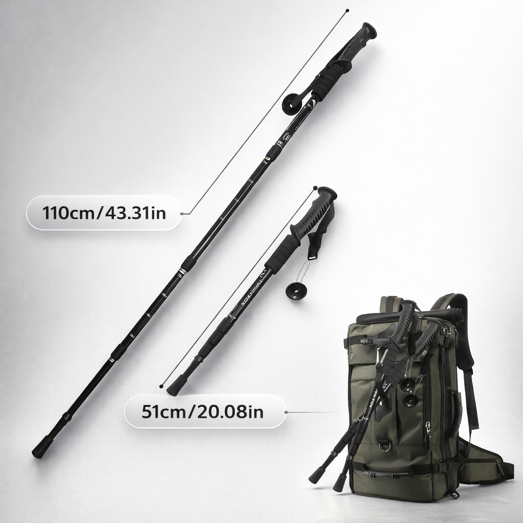 Lightweight Outdoor Trekking Pole with Four Adjustable Height And Anti Slip Grip, Essential for Hiking