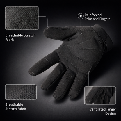 MVPTOO Men's Full Finger Outdoor Gloves -Adjustable Wrist Strap, Breathable Fabric for Hiking, Camping, Flexible Glove