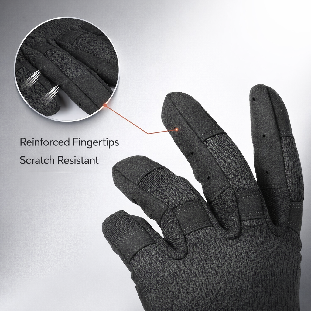 MVPTOO Men's Full Finger Outdoor Gloves -Adjustable Wrist Strap, Breathable Fabric for Hiking, Camping, Flexible Glove