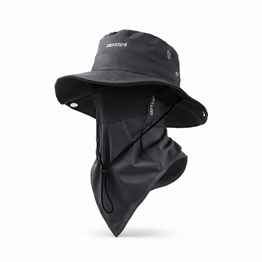2 Sets Outdoor Wide Brimmed Sun Hat, Solid Color Foldable Brim, Beach Fishing Hat, Suitable for Beach Fishing Hiking, Outdoor Work, Breathable, Drawstring Closure, Men And Women, Elastic Breathable Mesh Mask, Can Block Mosquitoes And Insects