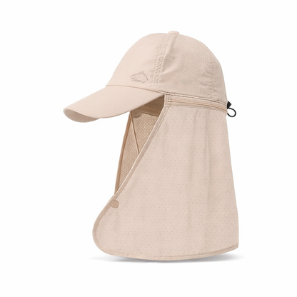 Men'S Summer Sun Protection Hat with Built-In Neck Shade - Quick-Dry Nylon Baseball Cap for Hiking, Fishing & Outdoor Activities, Black, Hiking Gear, Sleek Cap Design, Durable Headwear