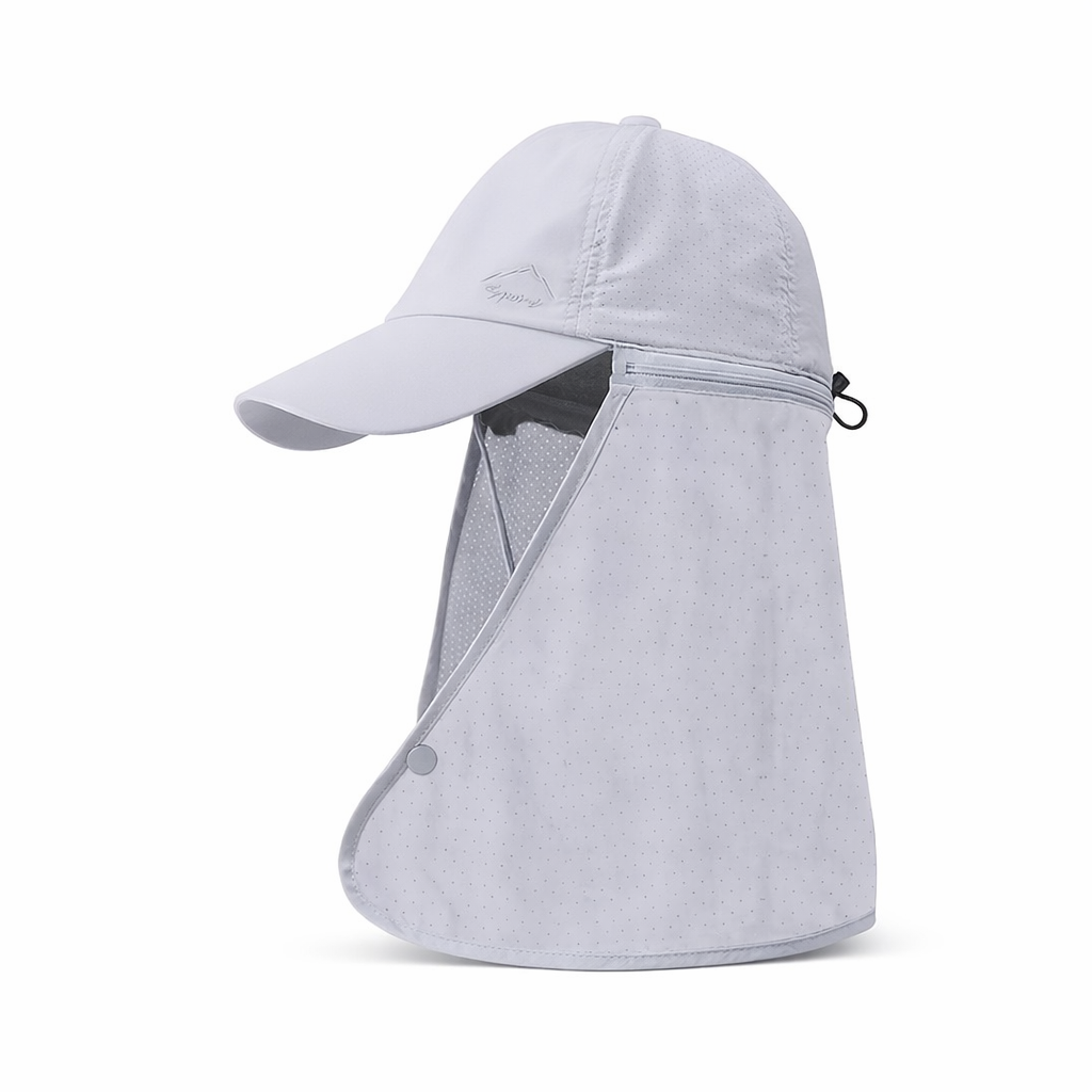 Men'S Summer Sun Protection Hat with Built-In Neck Shade - Quick-Dry Nylon Baseball Cap for Hiking, Fishing & Outdoor Activities, Black, Hiking Gear, Sleek Cap Design, Durable Headwear