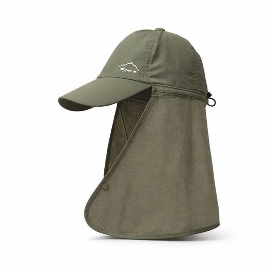 Men'S Summer Sun Protection Hat with Built-In Neck Shade - Quick-Dry Nylon Baseball Cap for Hiking, Fishing & Outdoor Activities, Black, Hiking Gear, Sleek Cap Design, Durable Headwear