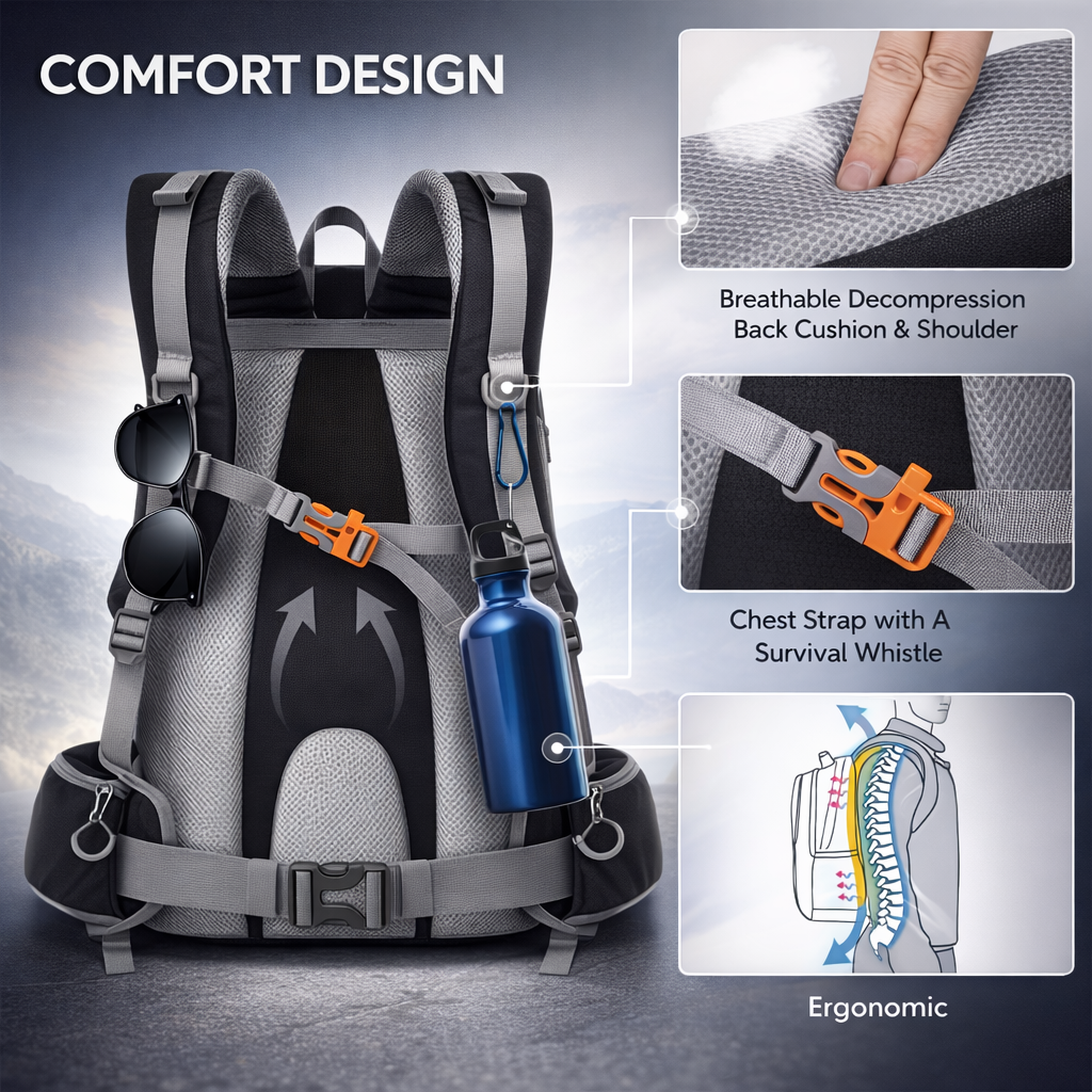 NUBILY 50L Hiking Backpack Camping Backpack for Men Women Lightweight HIking Daypack Outdoor Travel Daypack