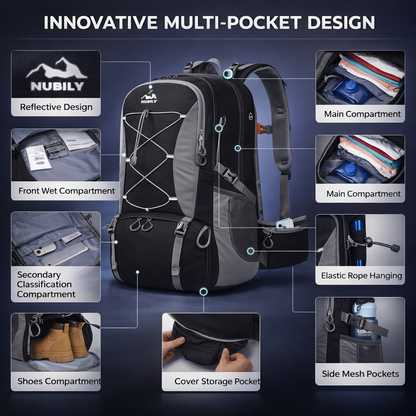 NUBILY 50L Hiking Backpack Camping Backpack for Men Women Lightweight HIking Daypack Outdoor Travel Daypack