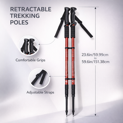 2pcs Adjustable Aluminum Alloy Trekking Poles 59.99 cm - 151.38 cm Adjustable at Will, Suitable for Hiking, Rock Climbing And Outdoor Adventure - Perfect Labor Day Equipment for Hiking Enthusiasts