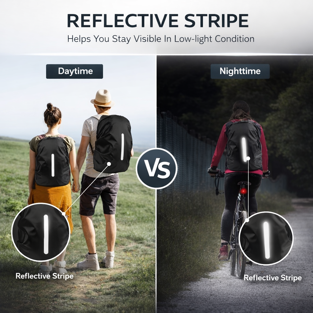 15-80L Rain Cover for Backpack | Reflective Polyester Rucksack Cover for Anti-Dust, Bicycling, Hiking, Camping, Traveling