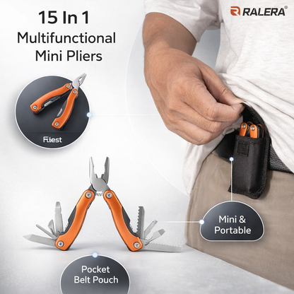 RALERA Multi-Function Pliers, Portable Needle-Nose Pliers with Mini Saw, Bottle Opener, and Fish Scale Scraper, a Great Tool for Outdoor Camping, an Ideal Gift for Men Suitable for Fishing, Hiking, and Outdoor Activities