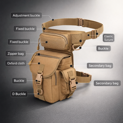 Men's Waist Bag Tactical Drop Leg Pouch Bag Type B Cross Over Leg Rig Outdoor Bike Cycling Hiking Thigh Bag