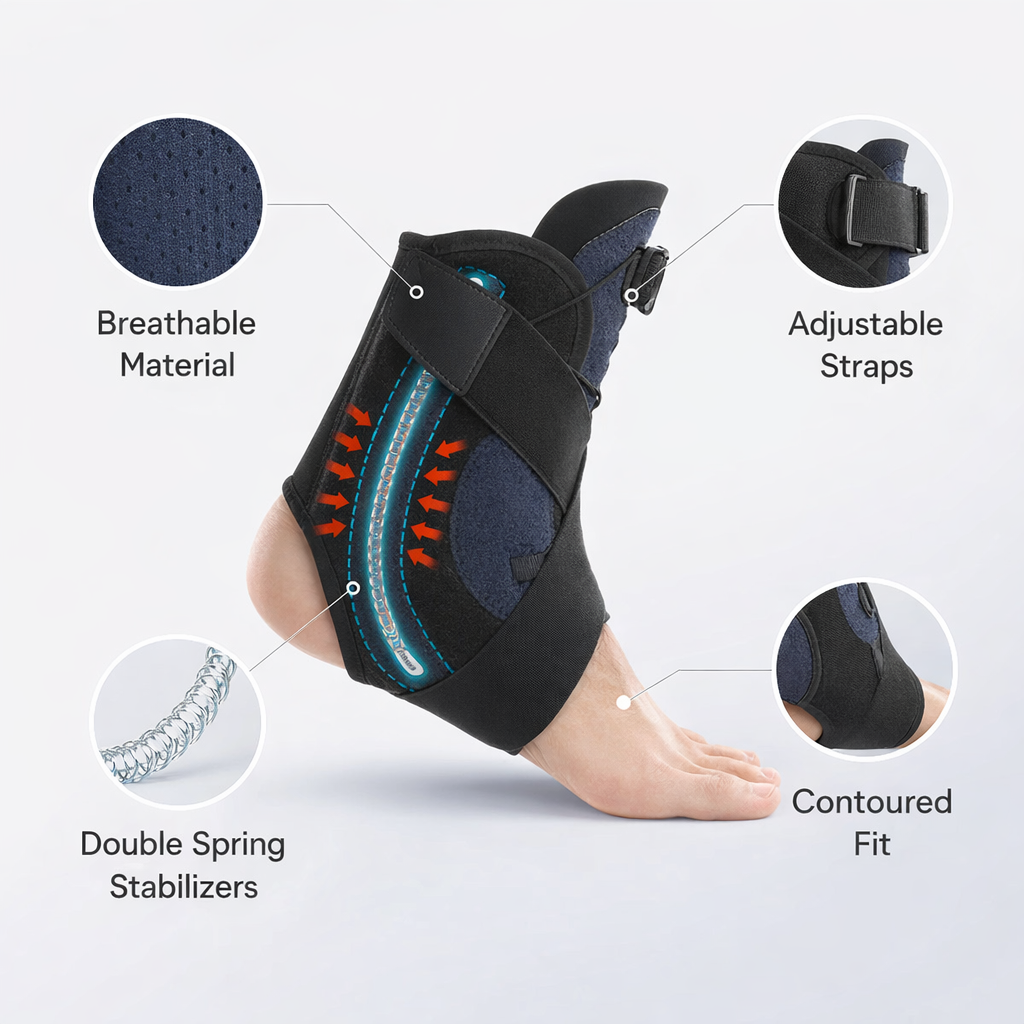 Enkelbrace voor verstuikte enkelsteun met zijstabilisatoren voor heren Dames Enkelspalk Stabilisator Herstel Tendinitis