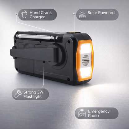4000mAh Draagbare Noodzonne-energie Radio Handkruk Opladen AM/FM Weerradio Led Leeslamp Bank Telefoonoplader