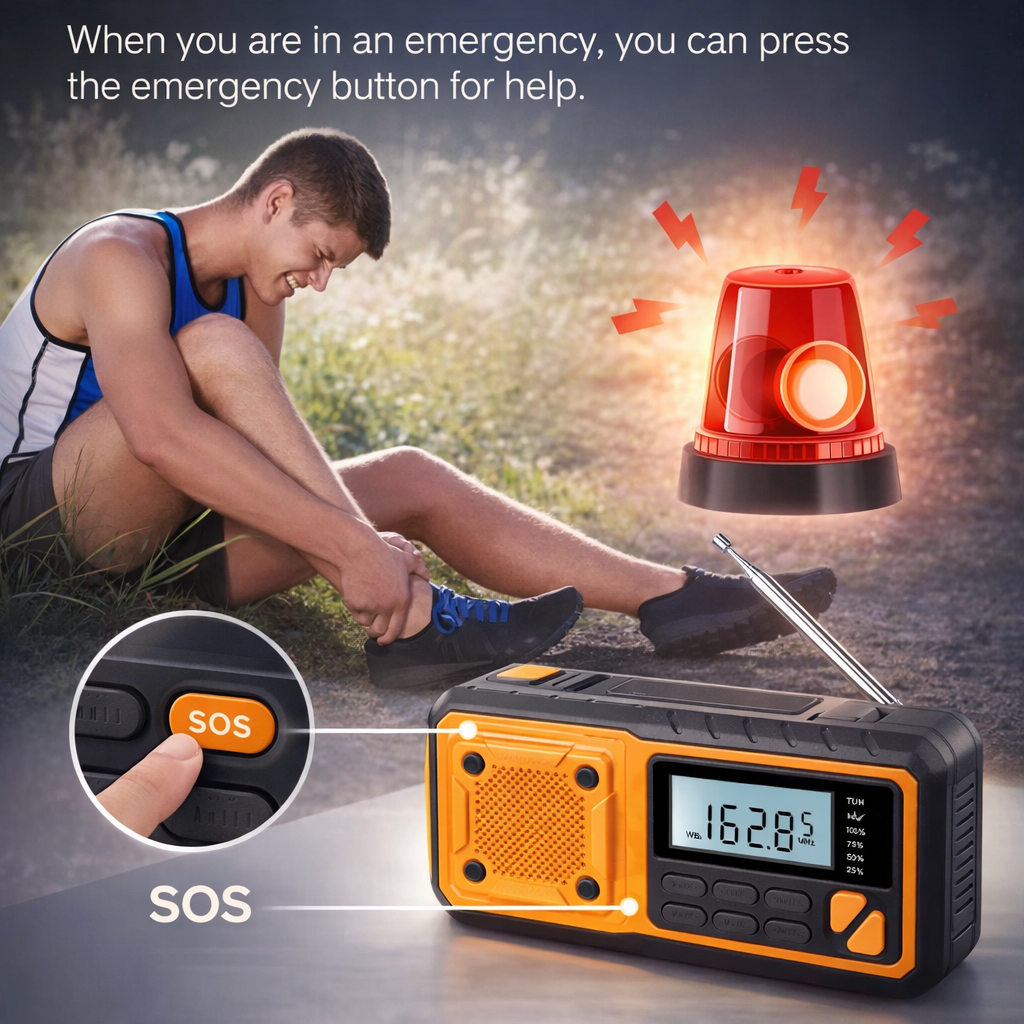 4000mAh Draagbare Noodzonne-energie Radio Handkruk Opladen AM/FM Weerradio Led Leeslamp Bank Telefoonoplader