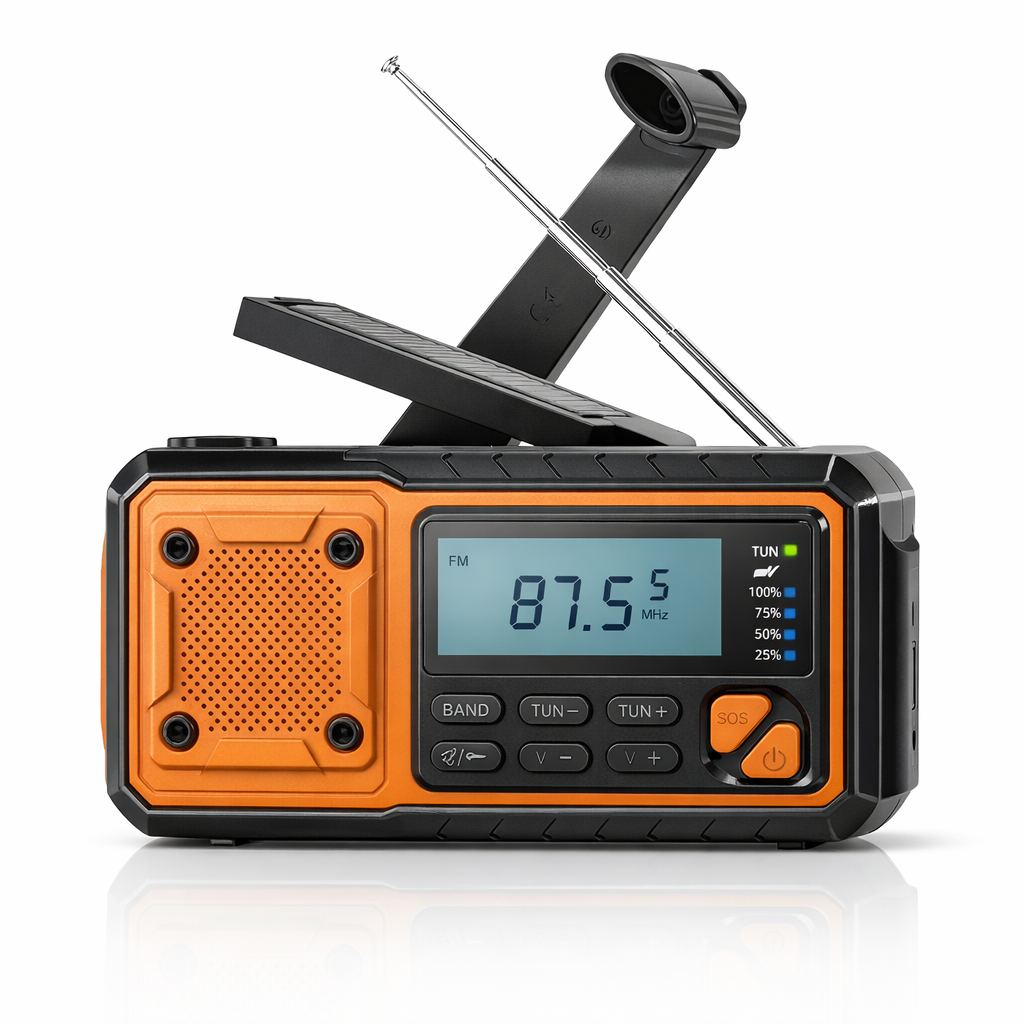 4000mAh Draagbare Noodzonne-energie Radio Handkruk Opladen AM/FM Weerradio Led Leeslamp Bank Telefoonoplader