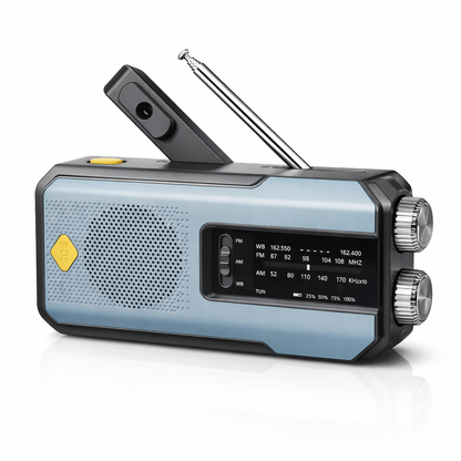 Weerradio Multifunctionele noodradio FM AM WB Handslinger Solar USB Opladen 2000mAh Power Bank LED-zaklamp Zaklamp