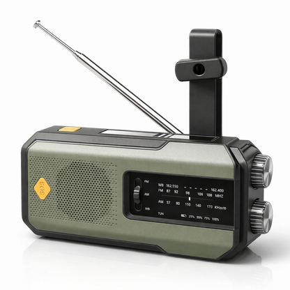 Weerradio Multifunctionele noodradio FM AM WB Handslinger Solar USB Opladen 2000mAh Power Bank LED-zaklamp Zaklamp