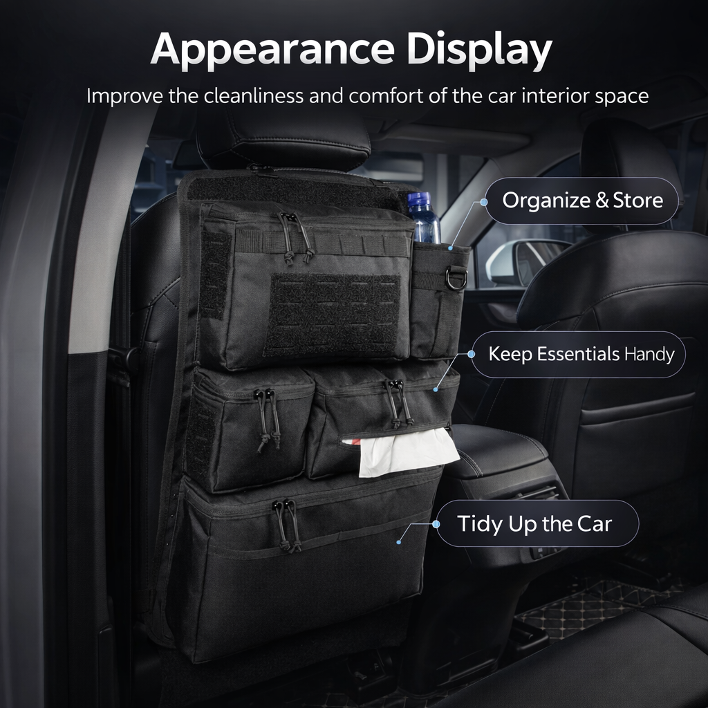Multifunctionele bagage-organizer en opbergtas, tactische opbergtas voor achterbank in de auto, hangende achterbanktas