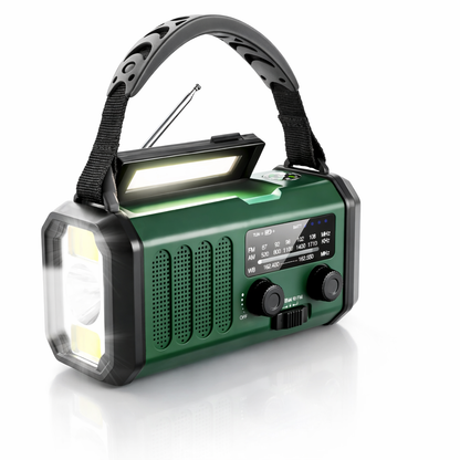 Noodradio met crankvoeding en zaklamp LED-licht Solar USB SOS-waarschuwing voor overleving buitenshuis