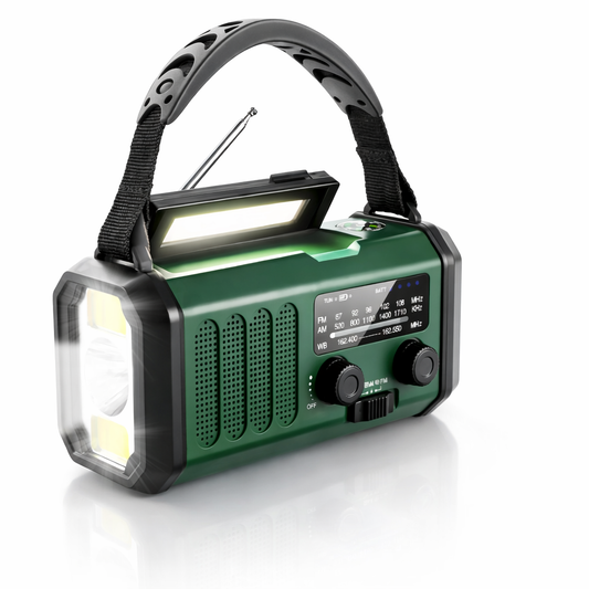 Noodradio met crankvoeding en zaklamp LED-licht Solar USB SOS-waarschuwing voor overleving buitenshuis